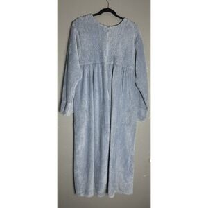 Women's Stan Herman Chenille Baby Blue Zip Robe With Pockets Size M Sleep Ware